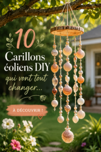 Carillons DIY colorés en matériaux recyclés dans un jardin