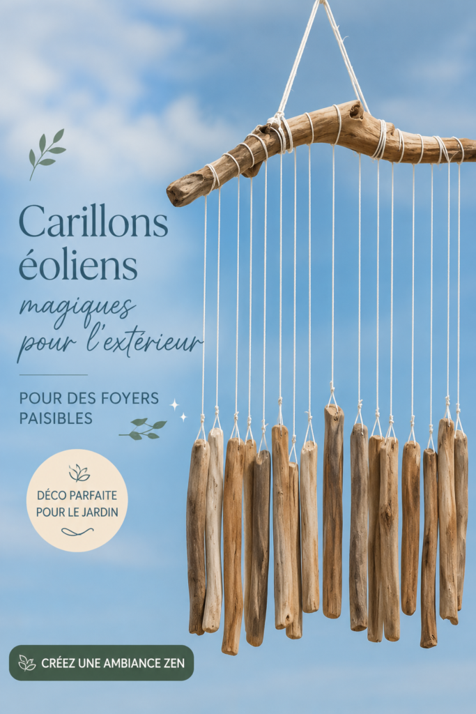 Carillons enchanteurs suspendus dans un jardin apaisant