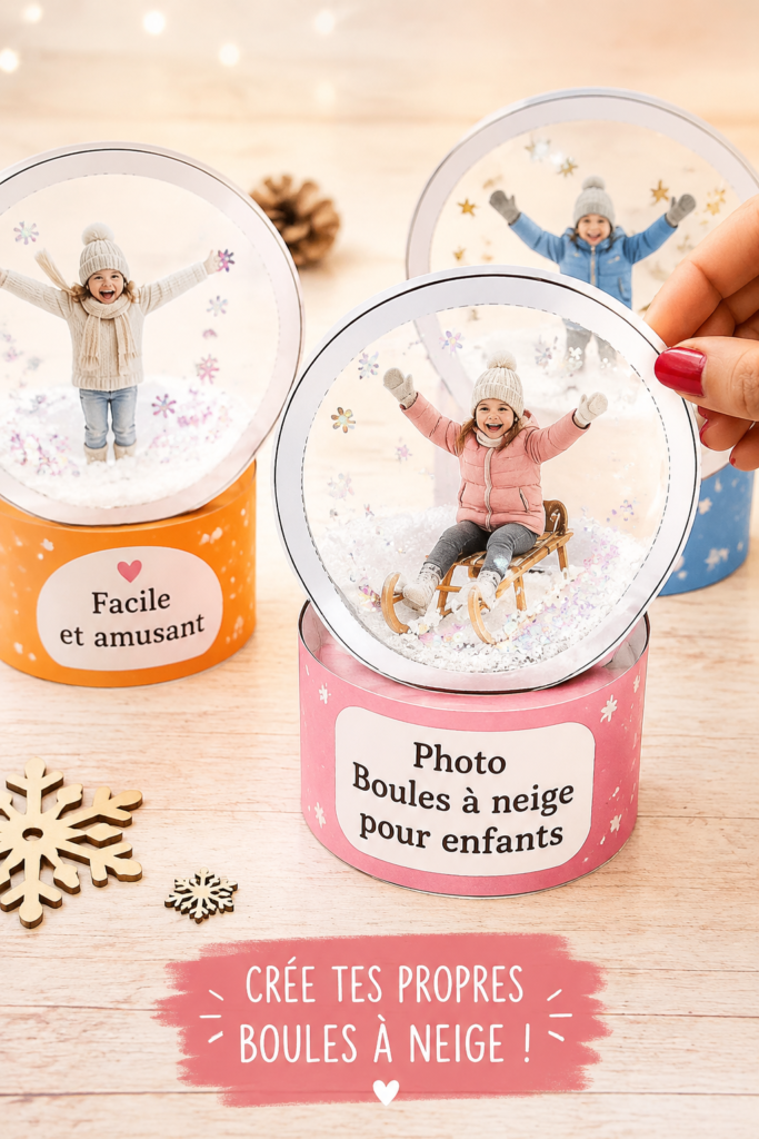 Boules à neige colorées faites maison avec des enfants