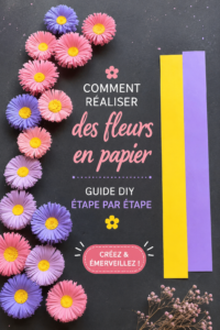 Fleurs en papier colorées disposées sur une table, ajoutant une touche décorative.