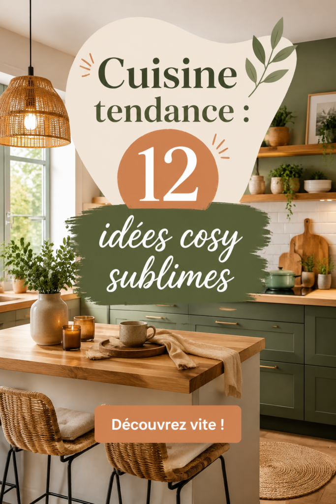 Cuisine cosy avec des éléments de décoration chaleureuse et des couleurs douces