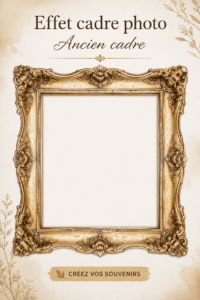 Un cadre photo ancien en bois avec une photo vintage à l'intérieur.