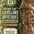 Carillons en bois suspendus décorant un jardin verdoyant