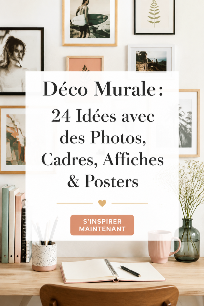 Une pièce chaleureuse avec une décoration murale inspirante comprenant des cadres et affiches.