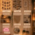 Un mur élégant décoré avec des œuvres d'art et des plantes