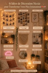 Un mur élégant décoré avec des œuvres d'art et des plantes