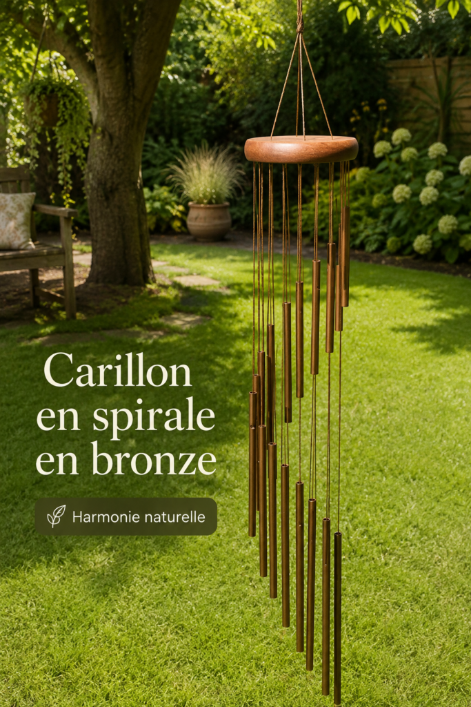Mobile en bronze suspendu, ajoutant une touche d'élégance à l'intérieur.