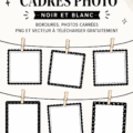 Modèles de cadres photo personnalisables en noir et blanc pour décoration intérieure.