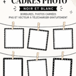 Modèles de cadres photo personnalisables en noir et blanc pour décoration intérieure.