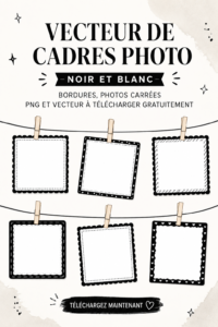 Modèles de cadres photo personnalisables en noir et blanc pour décoration intérieure.