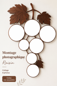 Montage photo créatif sur un mur, mettant en valeur des souvenirs familiaux.