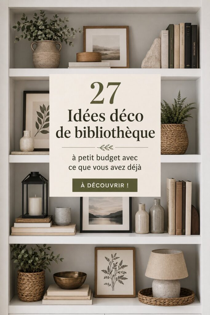 Décoration d'étagères avec des objets du quotidien.