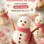 Truffes bonhomme de neige sur une table de fête
