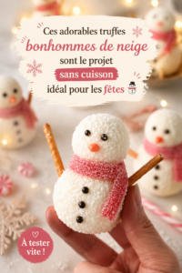 Truffes bonhomme de neige sur une table de fête