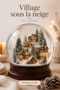 Village de neige décoratif avec maisons miniatures et flocons