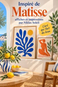 Affiche colorée inspirée de Matisse dans un salon moderne