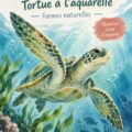 Une aquarelle de tortue nageant dans l'eau, décorative et apaisante pour un intérieur chaleureux.