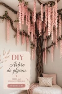 Arbre de glycine DIY, décoré de fleurs colorées pour un intérieur chaleureux