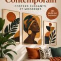 Un poster d'art afro contemporain élégant accroché dans un salon moderne