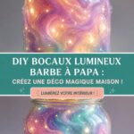 Bocaux lumineux décoratifs sur une table, créant une ambiance chaleureuse.