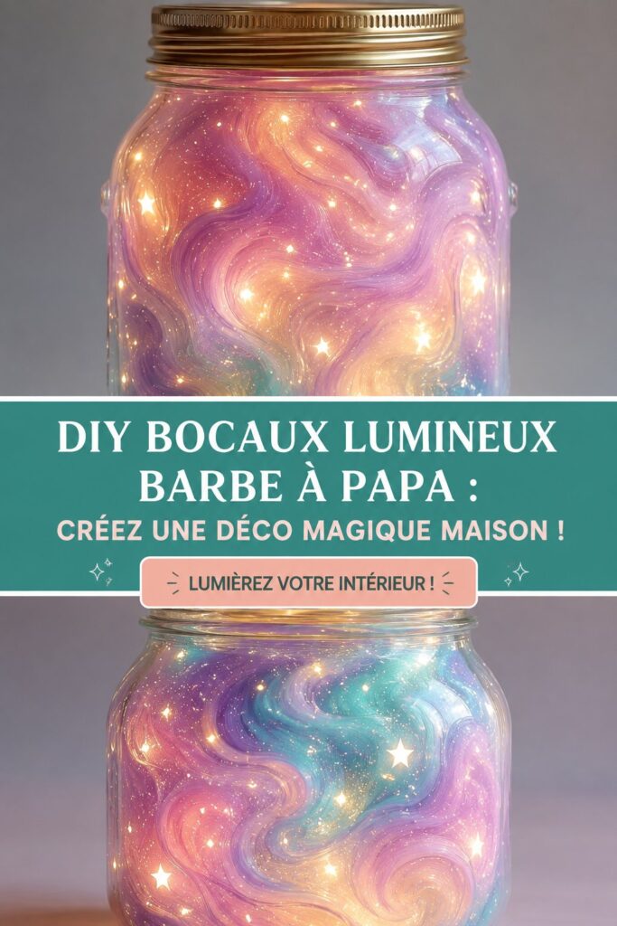 Bocaux lumineux décoratifs sur une table, créant une ambiance chaleureuse.