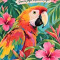 Intérieur chaleureux avec des éléments déco inspirés de la jungle, plantes et textiles colorés.