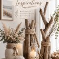 Décoration intérieure avec des éléments en bois flotté et corde