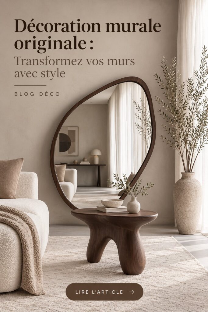 Mur décoré avec différentes œuvres d'art et éléments muraux modernes.
