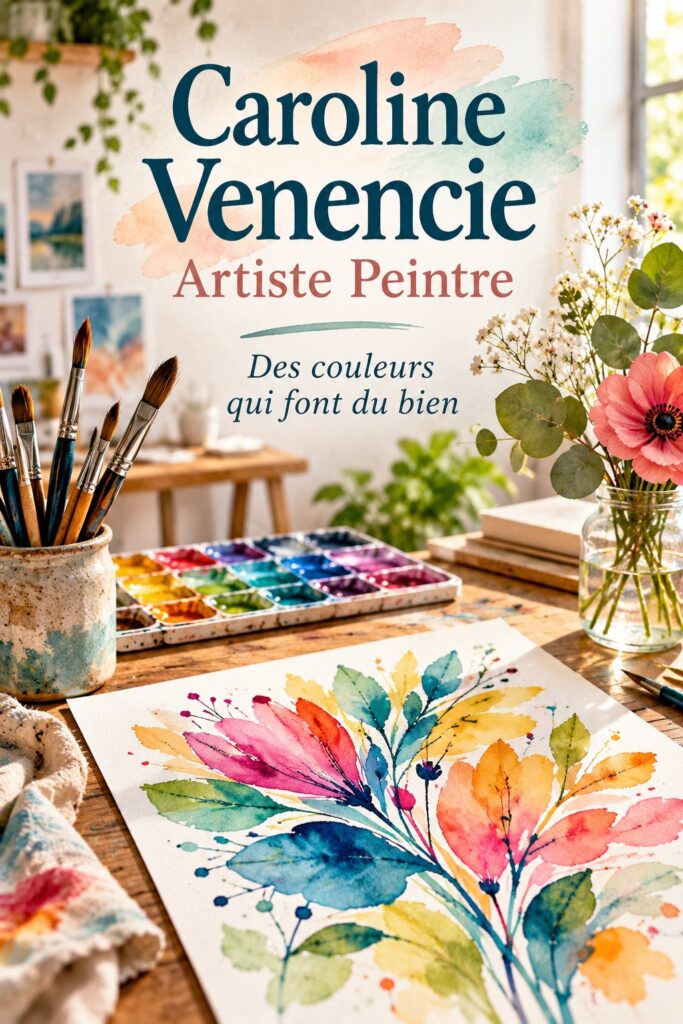 Tableau à l'aquarelle coloré sur un mur de salon