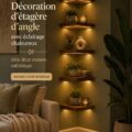Un coin cosy décoré avec étagères en bois et lumière douce