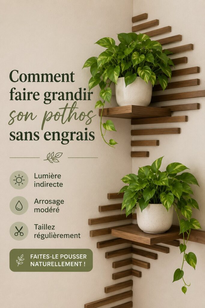 Un pothos luxuriant dans un pot, symbole de croissance naturelle