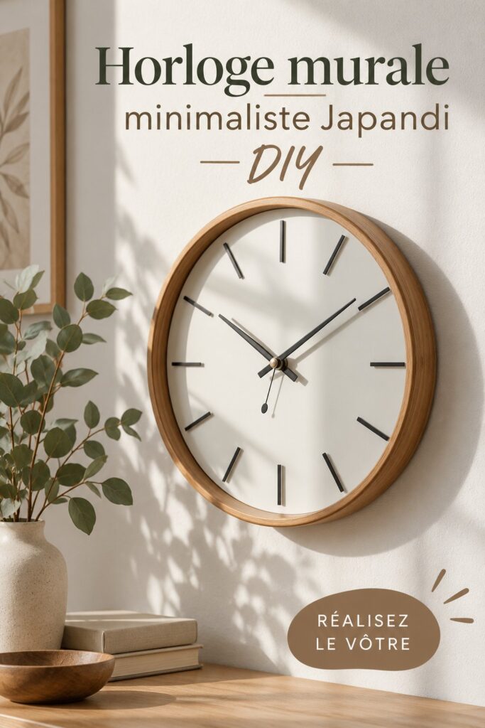 Une horloge murale Japandi minimaliste en bois, ajoutant une touche moderne à un intérieur chaleureux.