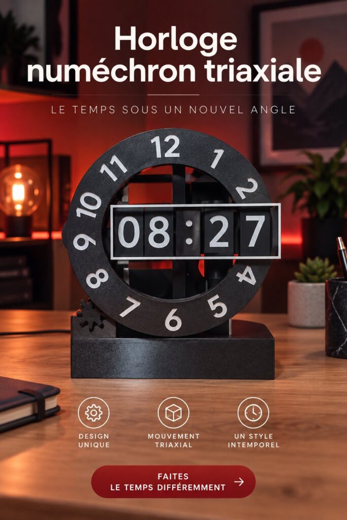 Horloge Numechron moderne dans un intérieur chaleureux