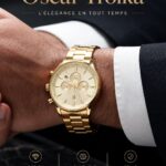 Horloge Oscar Troika sur un fond chaleureux, parfaite pour une déco intérieure élégante.