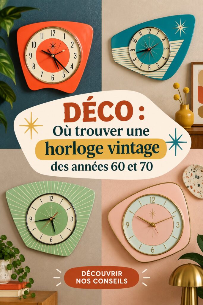 Horloge vintage des années 60 sur un mur décoratif