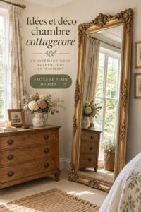 Chambre cozy décorée dans le style cottagecore avec des textiles naturels et des couleurs douces