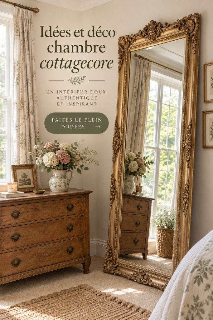 Chambre cozy décorée dans le style cottagecore avec des textiles naturels et des couleurs douces