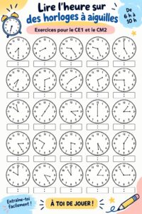Un enfant s'amusant avec une horloge en jouet pour apprendre à lire l'heure.
