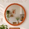 Miroir en bois à billes élégant dans un salon chaleureux