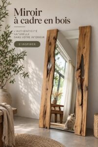 Miroir en bois élégant accroché dans un intérieur chaleureux