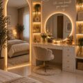 Un élégant miroir LED dans un coin maquillage moderne et chic