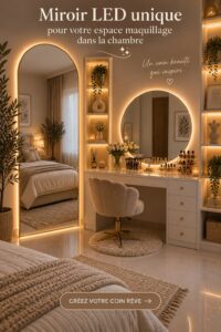 Un élégant miroir LED dans un coin maquillage moderne et chic