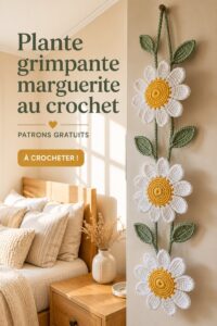 Modèle de vignes fleuries crochetées en décoration intérieure