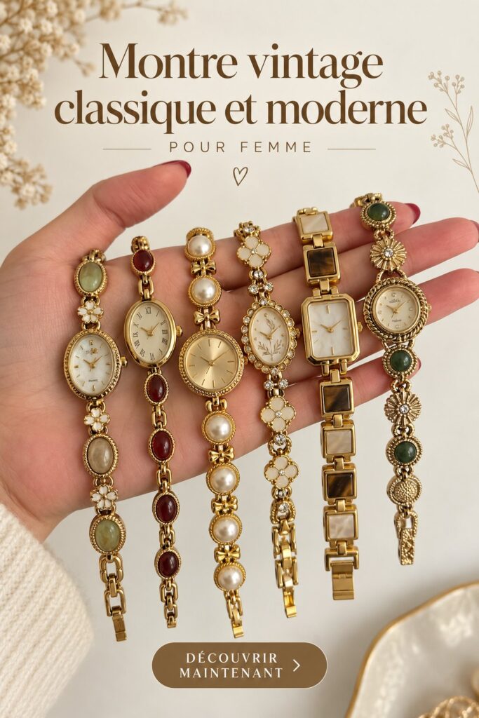 Montre vintage moderne pour femmes avec un design élégant et intemporel.
