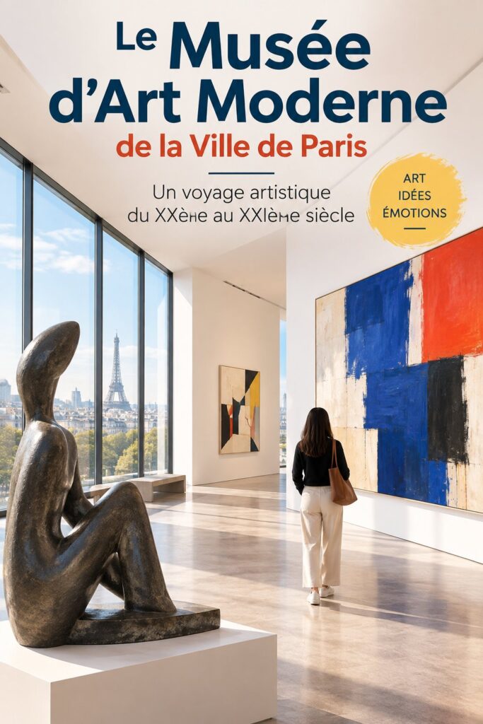 Vue extérieure du Musée d'Art Moderne de Paris avec son architecture contemporaine.