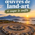 Une œuvre de land-art colorée intégrée dans un paysage naturel