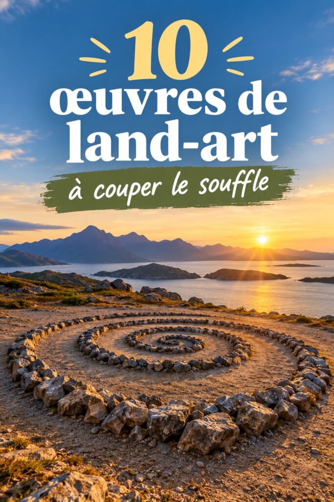 Une œuvre de land-art colorée intégrée dans un paysage naturel