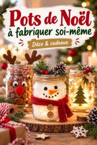Pots de Noël faits main décorés sur une table festive