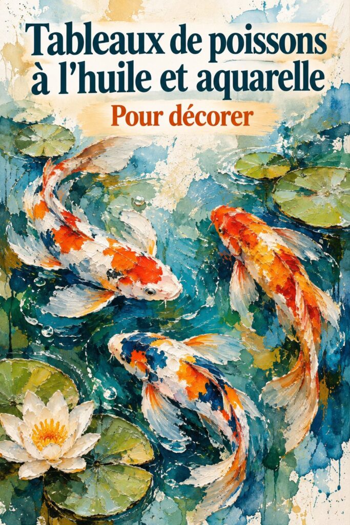 Tableau représentant des poissons colorés sur un mur de salon
