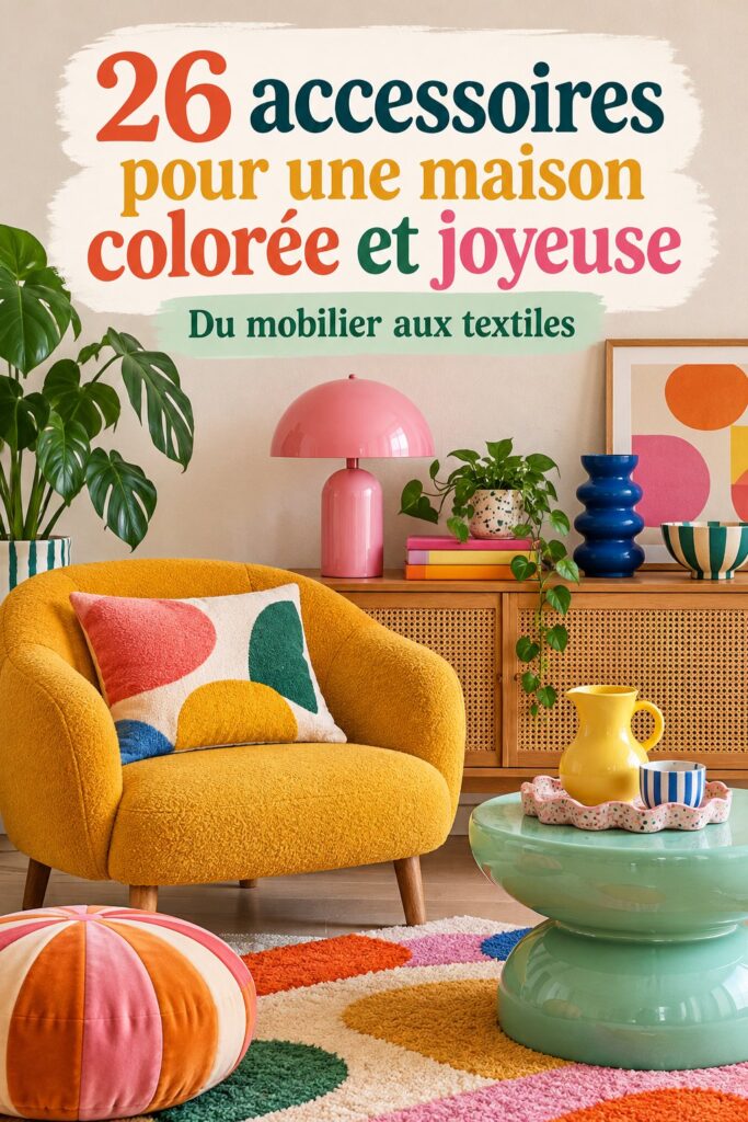 Accessorisez votre maison avec des éléments colorés pour une ambiance joyeuse et accueillante.
